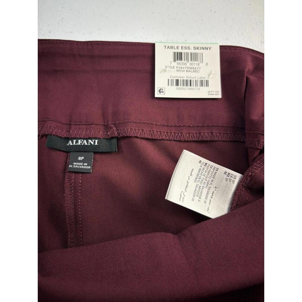Alfani Women’s Skinny Pants 8P Rich Malbec Pull‑On Tummy‑Control NWT - Picture 3 of 6
